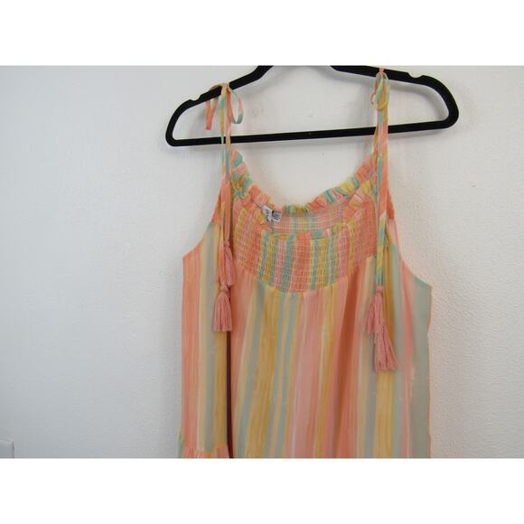 Grace + Karma Maxi Dress Size XL Smocked Striped Colorful Tassel Boho Festival - Picture 3 of 7